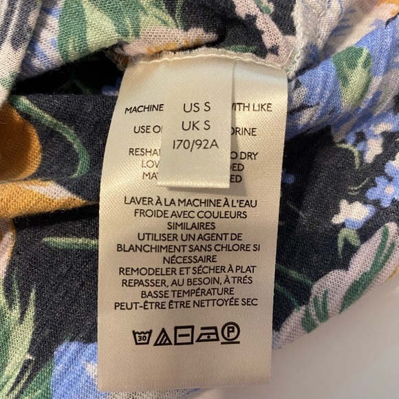 Anthropologie Botanical Print Pullover Top Vintage Wash Short-sleeve Size Small - Picture 9 of 14